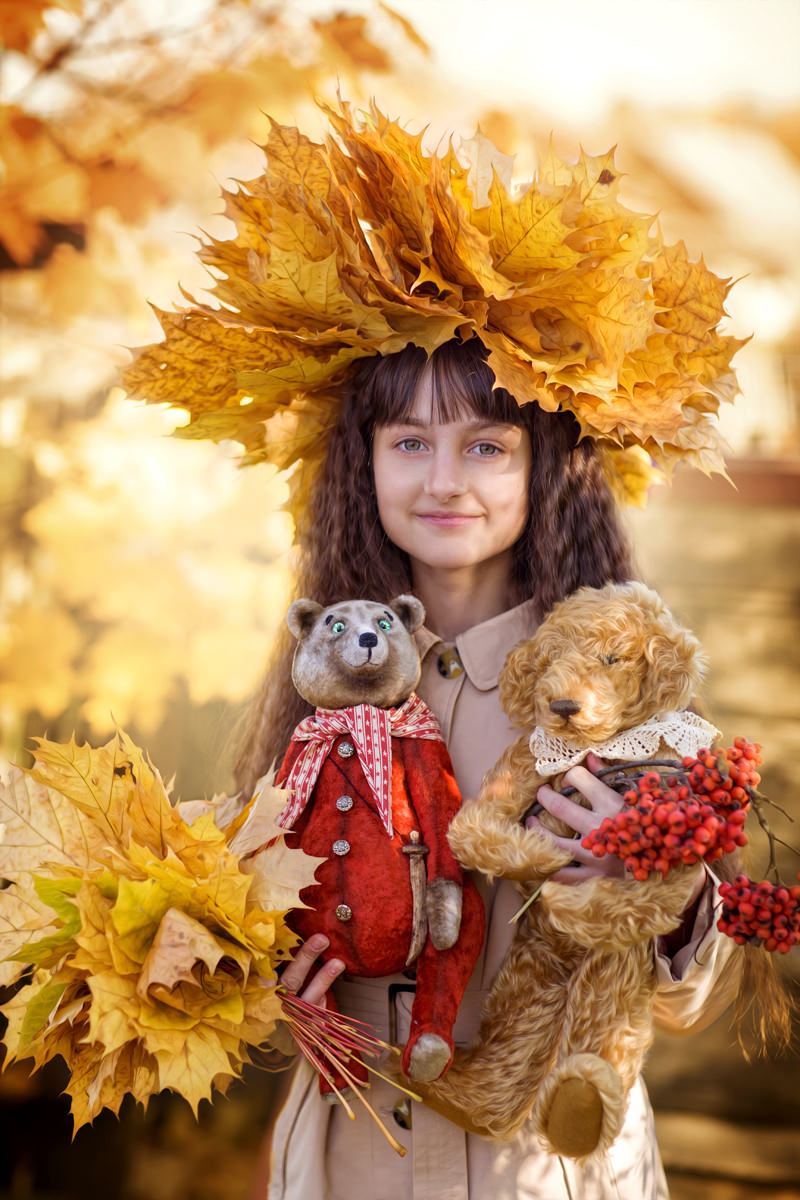 фотосессия осенью с игрушками